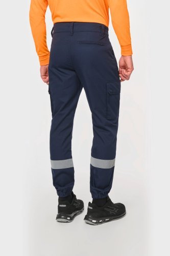 Pantaloni cargo unisex con fondo gamba elasticizzato e fascia riflette