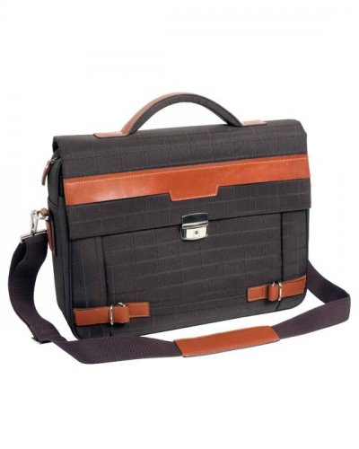 Borsa portacomputer con tracolla Marrone