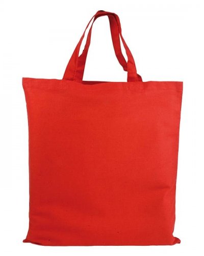 Shopper in cotone colorato da 135 gr manici corti Rosso