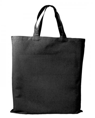 Shopper in cotone colorato da 135 gr manici corti Nero