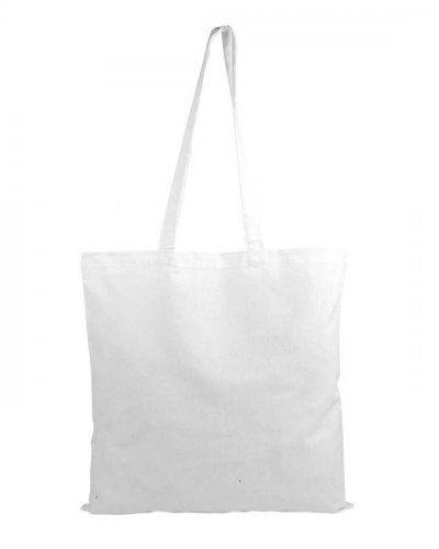 Borse personalizzate in cotone colorato con manici lunghi Bianco