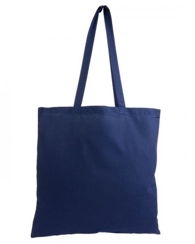 Borse personalizzate in cotone colorato con manici lunghi Blu scuro