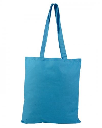 Borse personalizzate in cotone colorato con manici lunghi Celeste