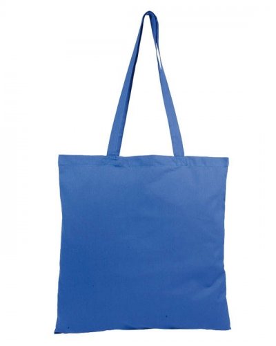 Borse personalizzate in cotone colorato con manici lunghi Blu Royal