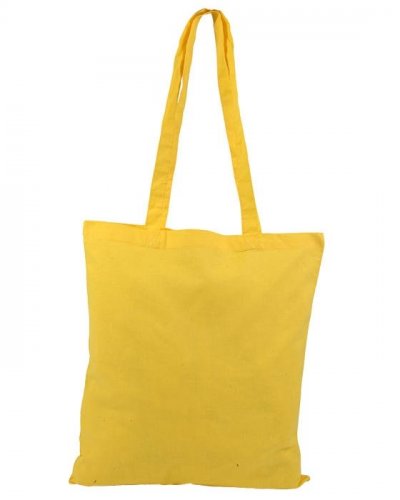 Borse personalizzate in cotone colorato con manici lunghi Giallo