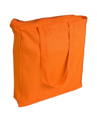 Shopper in Cotone pesante con soffietto e chiusura lampo