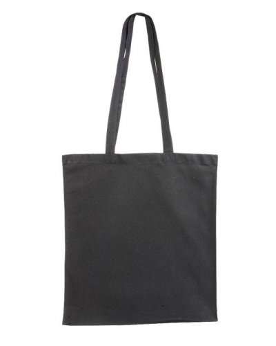 Shopper in Cotone pesante con soffietto e chiusura lampo Nero