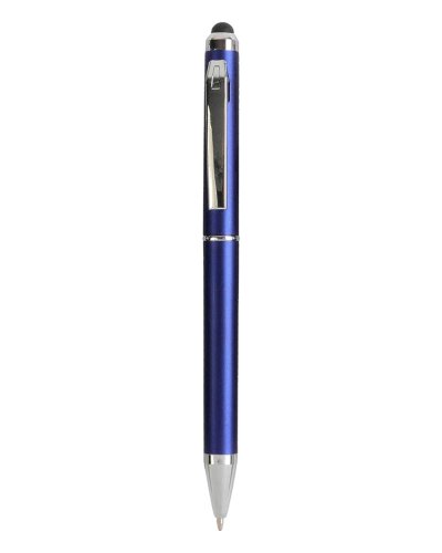 Penna in plastica con meccansmo a rotazione e gommino touch screen Blu scuro