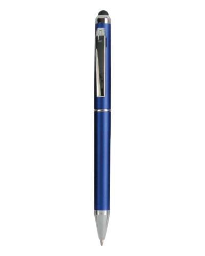 Penna in plastica con meccansmo a rotazione e gommino touch screen Blu Royal