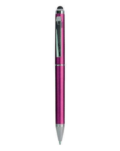 Penna in plastica con meccansmo a rotazione e gommino touch screen Viola