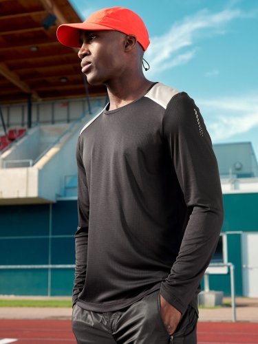 T-shirt de course à manches longues pour homme  grs