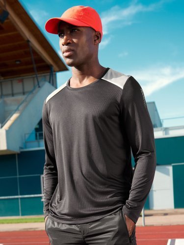 T-shirt de course à manches longues pour homme  grs