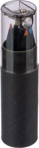 Set 6 matite colorate in legno con rifiniture in nero beate
