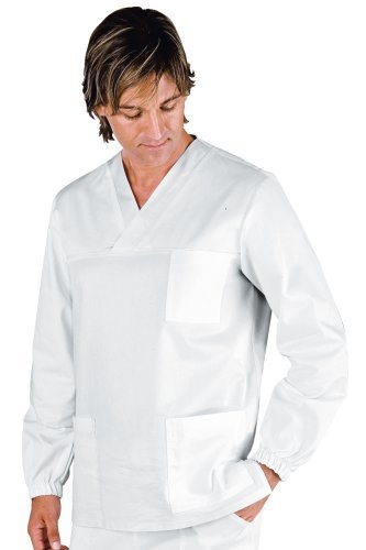 Casacca Collo a V Manica Lunga Bianco