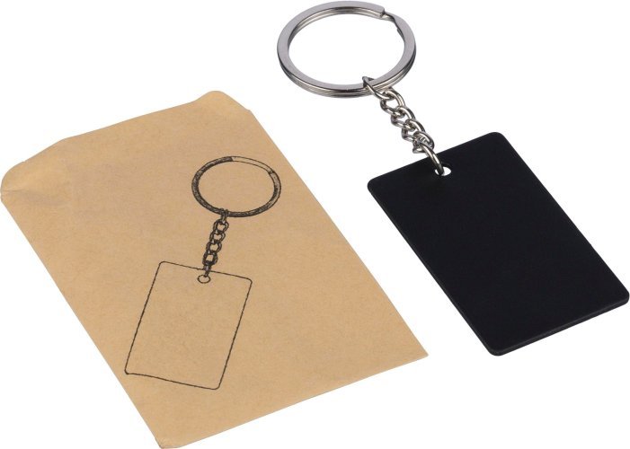 Portachiavi a forma rettangolare in acciaio inox riciclato jax