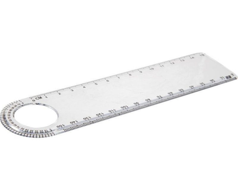 Righello ashlyn | plastica | trasparente | con goniometro e lente
