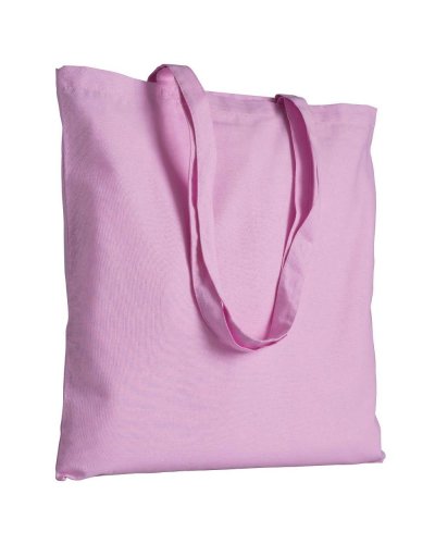 Borse personalizzate in cotone colorato con manici lunghi Rosa