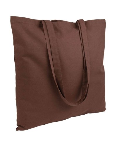Borse personalizzate in cotone colorato con manici lunghi Marrone