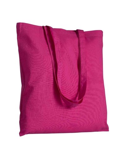 Borse personalizzate in cotone colorato con manici lunghi Fucsia