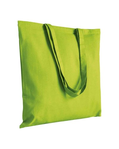 Borse personalizzate in cotone colorato con manici lunghi Verde mela