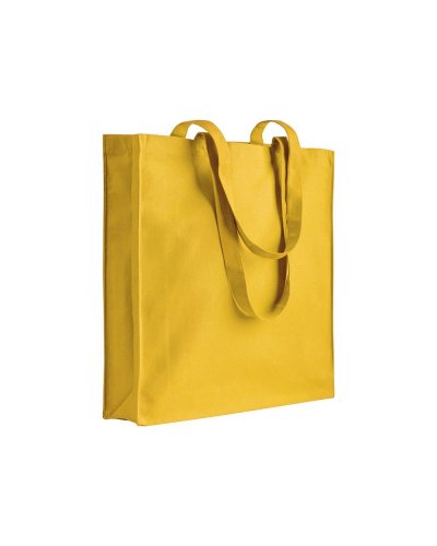 Shopper in cotone pesante con soffietto Giallo
