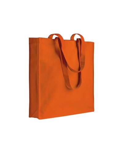 Shopper in cotone pesante con soffietto Arancione