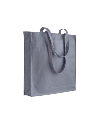 Shopper in cotone pesante con soffietto Grigio