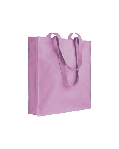 Shopper in cotone pesante con soffietto Rosa