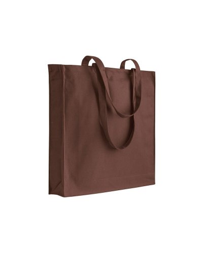 Shopper in cotone pesante con soffietto Marrone