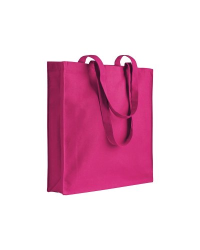 Shopper in cotone pesante con soffietto Fucsia