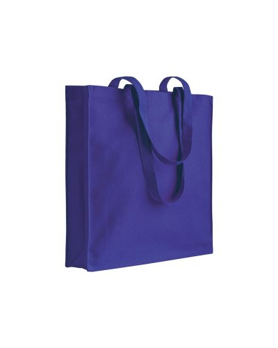 Shopper in cotone pesante con soffietto Viola
