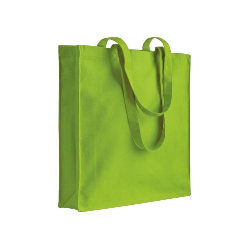 Shopper in cotone pesante con soffietto Verde mela