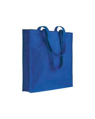 Shopper in cotone pesante con soffietto Blu Royal