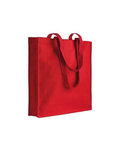 Shopper in cotone pesante con soffietto Rosso