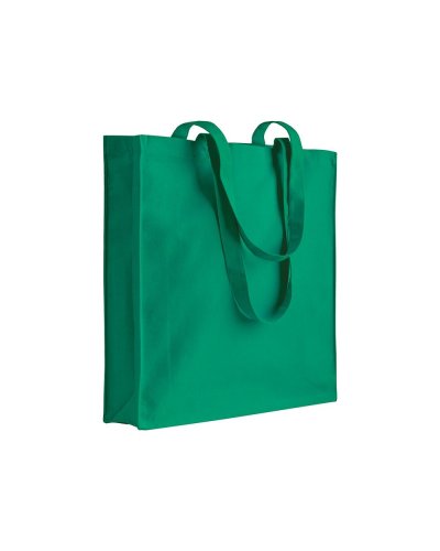 Shopper in cotone pesante con soffietto Verde