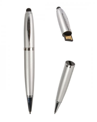 Penna con Chiavetta USB e puntatore touch Argento