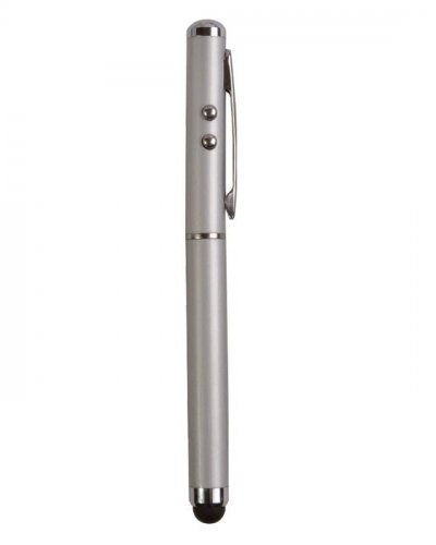 Penna in metallo con luce led, laser e touchscreen Argento