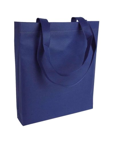 Borsa shopper TNT termosaldato con soffietto Blu scuro