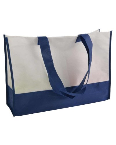 BORSA SHOPPER BICOLORE IN TNT Blu scuro
