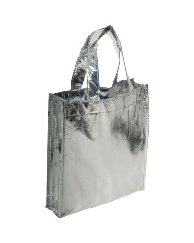 BORSA SHOPPER IN TNT LAMINATO Argento