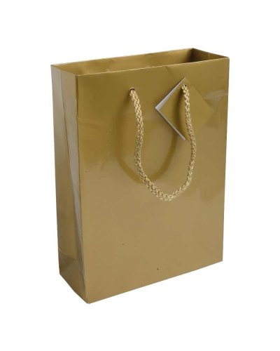 SACCHETTO IN CARTA LAMINATA CON MANICI IN CORDA Oro