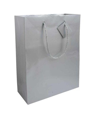 SACCHETTO IN CARTA LAMINATA CON BIGLIETTO DI AUGURI Argento