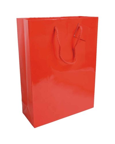 SACCHETTO IN CARTA LAMINATA CON BIGLIETTO DI AUGURI Rosso
