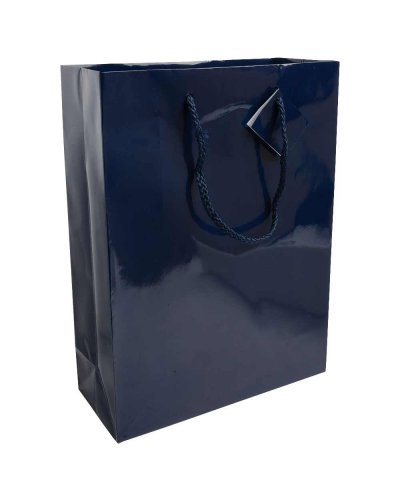 SACCHETTO IN CARTA LAMINATA CON BIGLIETTO DI AUGURI Blu scuro