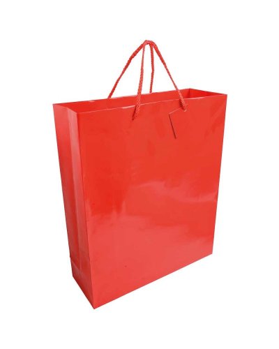 Sacchetto in carta laminata con base rinforzata Rosso