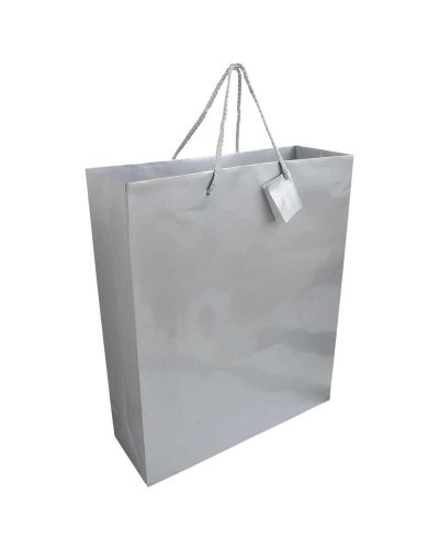Sacchetto in carta laminata con base rinforzata Argento