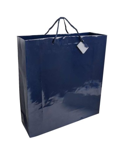 Sacchetto in carta laminata con base rinforzata Blu scuro