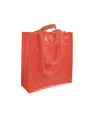Shopper in polipropilene laminato con doppi manici Rosso