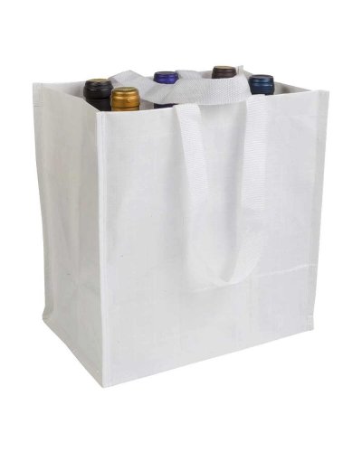 Shopper portabottiglie in propilene laminato 6 posti Bianco