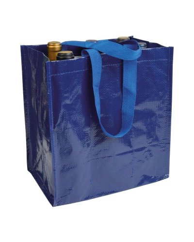 Shopper portabottiglie in propilene laminato 6 posti Blu scuro